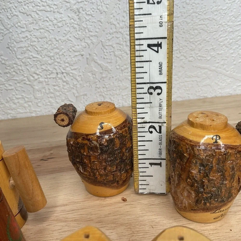 VTG‎ Handmade Lassen Volcanic National Park Lot 8 Salt Pepper Shakers USA Wooden
